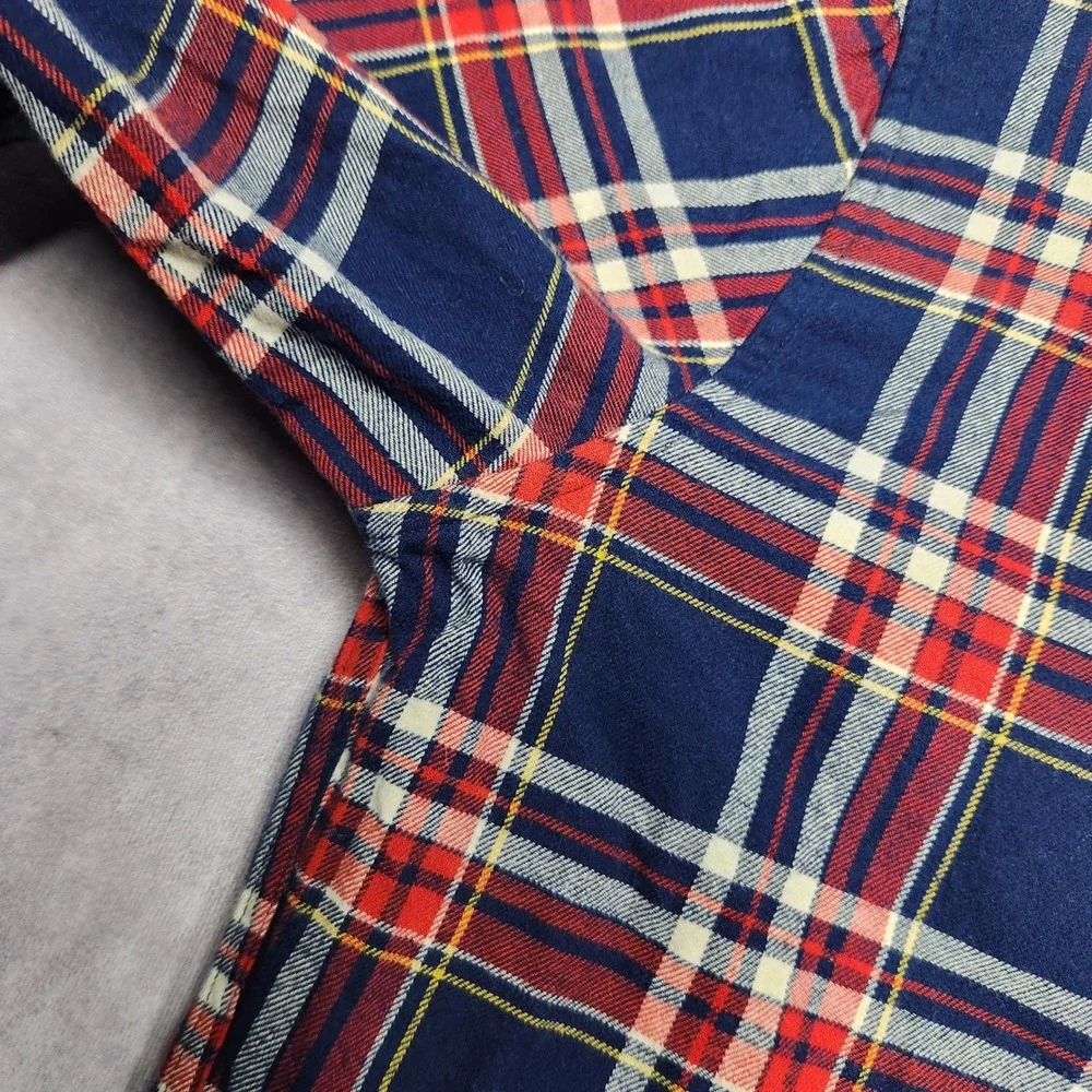 J Crew Slim Flannel Shirt Mens Medium Blue Red Yellow Plaid Long Sleeve BU180‎